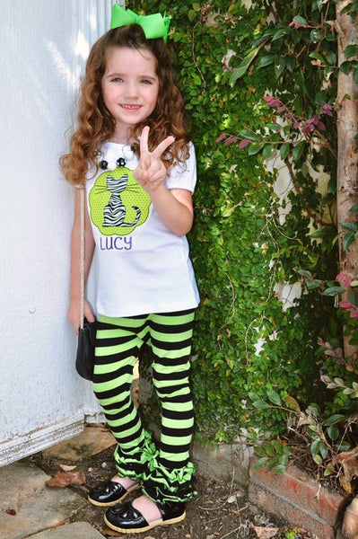 Witches Britches Lime and Black Stripe Icings - Size 3m, 6m, 12m, 6