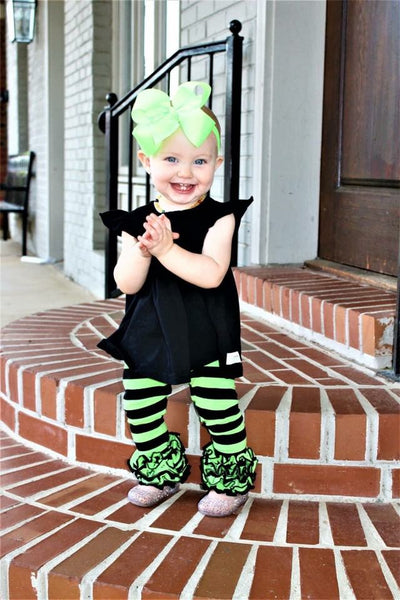 Witches Britches Lime and Black Stripe Icings - Size 3m, 6m, 12m, 6