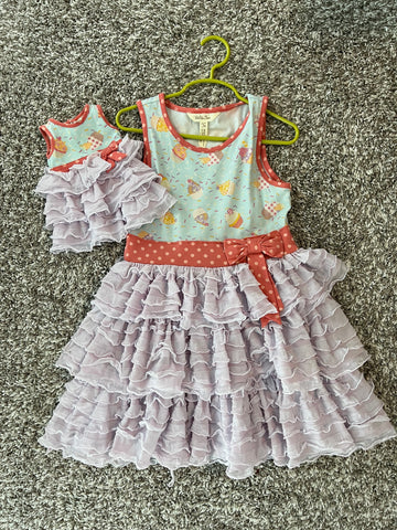 Matilda Jane Birthday Cupcake Dress with Matching Doll Dress Size 6