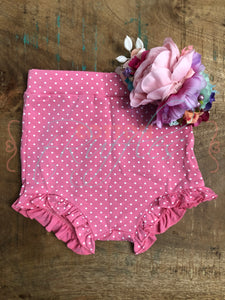 Pink Polka Dots High Rise tRuffle Shorties - Size 4t