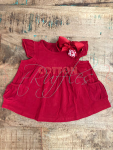 Red Pearl with Pockets - Size 6m, 12m, 18m, 4t