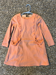 Peach Long Sleeve Dress with Pockets & Bloomers Size 4